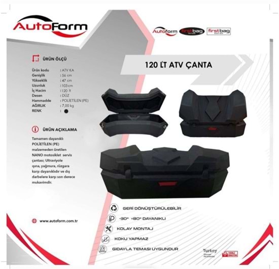 Atv Arka Çanta Siyah Diamond 120 lik